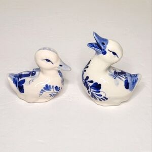 Delft Blue Ducks Salt and Pepper Shakers Set Vintage Holland